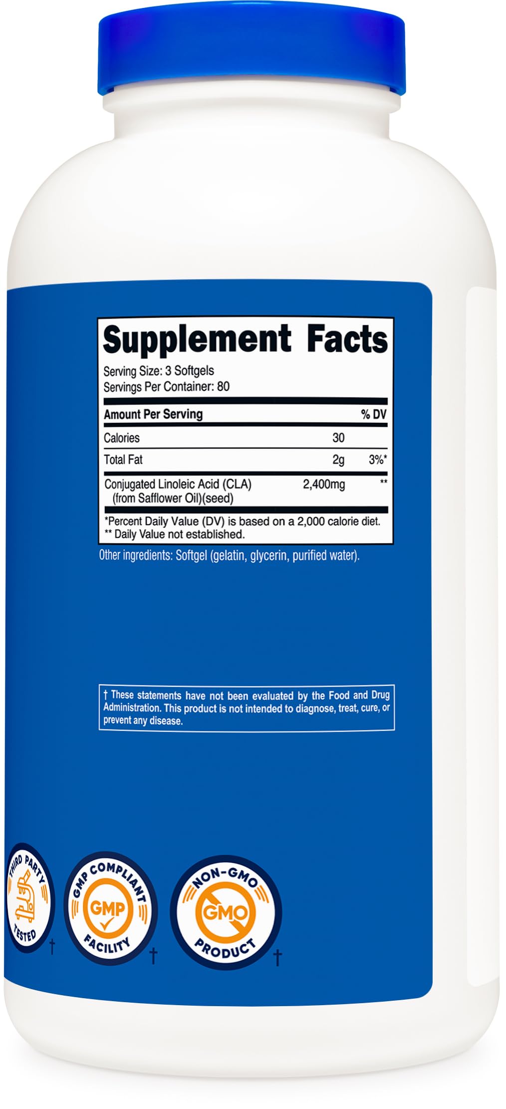 Nutricost CLA 800mg gélules sur une table