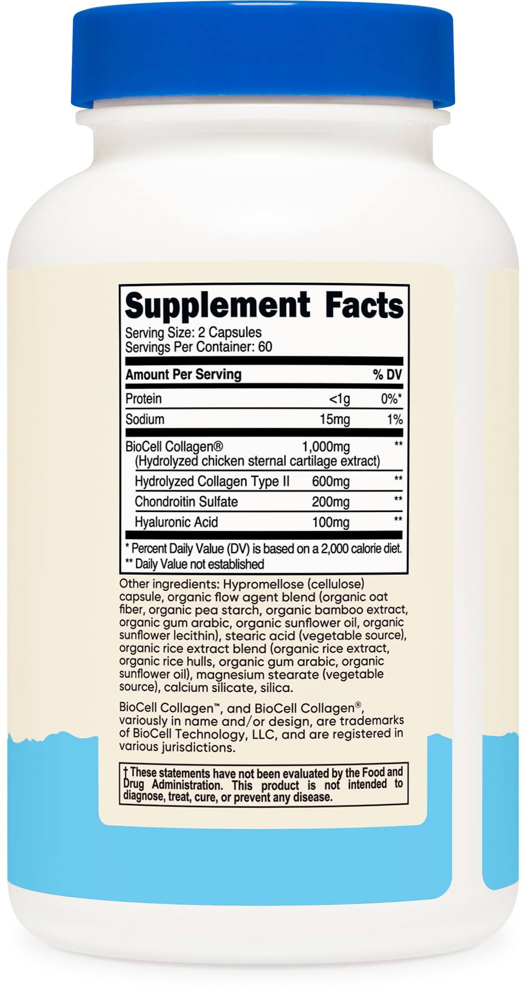 Nutricost Collagène BioCell 120 capsules côté flacon