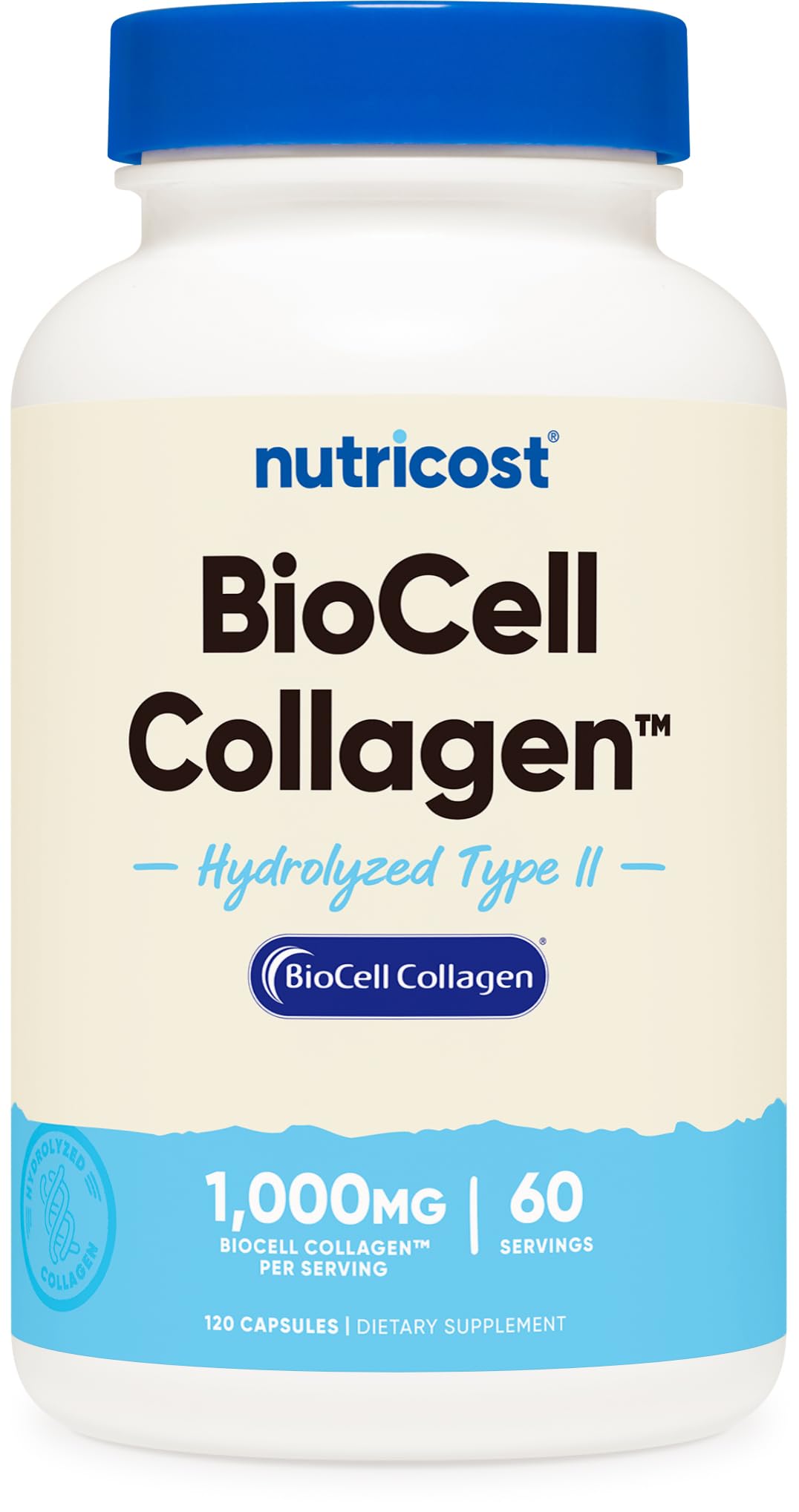 Nutricost Collagène BioCell 120 capsules vue de face
