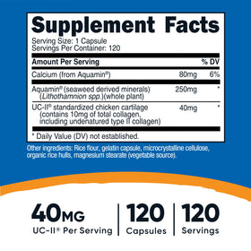 Nutricost Collagène UC-II 40mg, capsules sur fond blanc