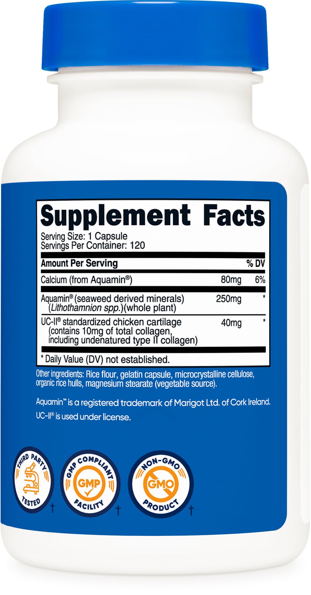 Nutricost Collagène UC-II 40mg, capsules sur une table