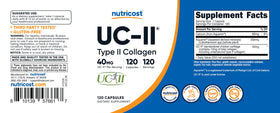 Nutricost Collagène UC-II 40mg, flacon ouvert avec capsules visibles