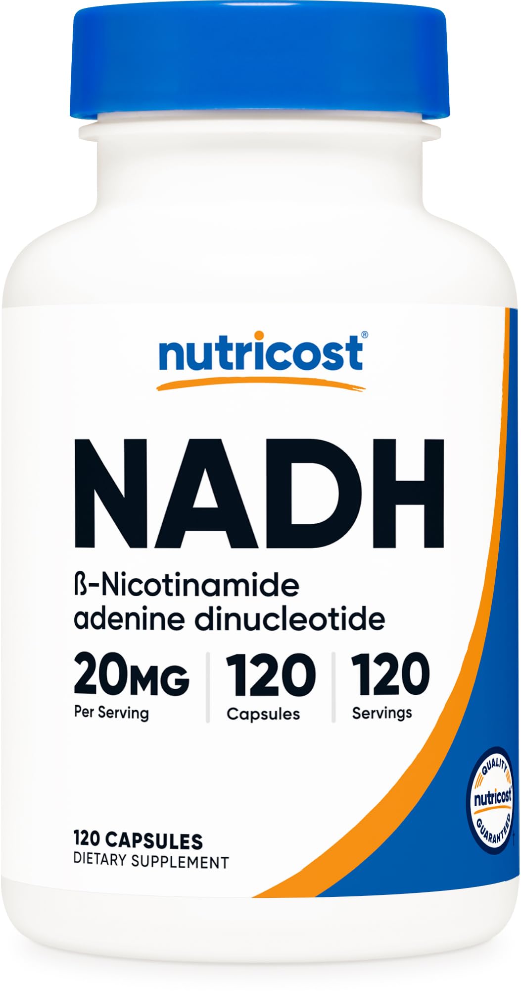 Nutricost Complément NADH 20mg 120 Capsules, vue de devant