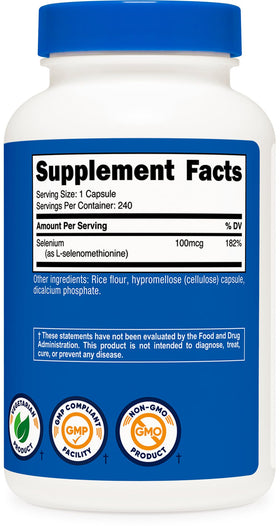 Nutricost complément sélénium 100mcg avec d'autres compléments