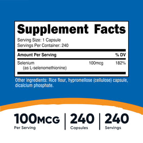 Nutricost complément sélénium 240 capsules côté