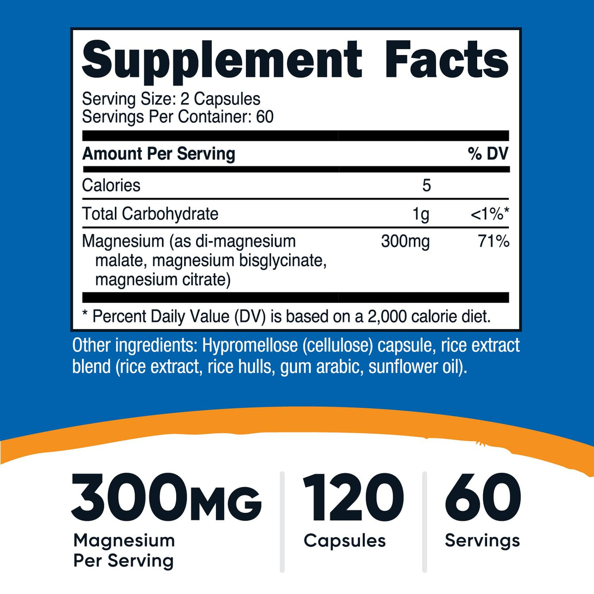 Nutricost Complexe de Magnésium Triple 300mg bouteille avec étiquette