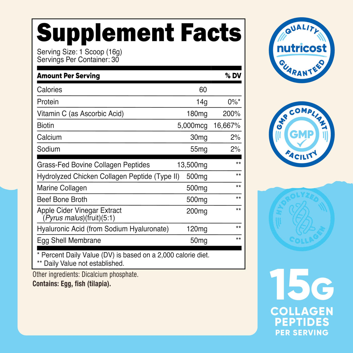 Nutricost Complexe de Protéines Multi-Collagène 590g emballage