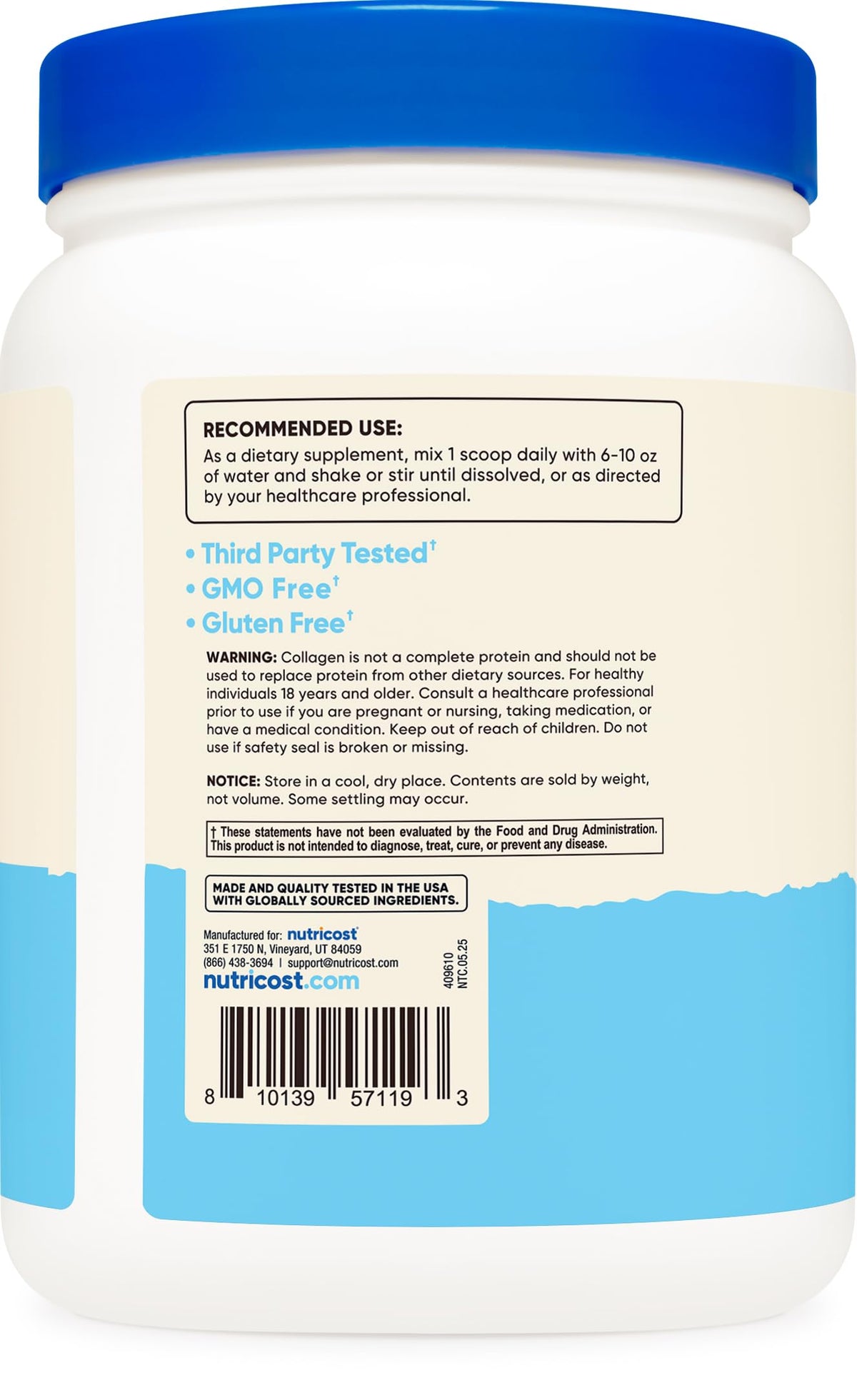 Nutricost Complexe de Protéines Multi-Collagène 590g ingrédients