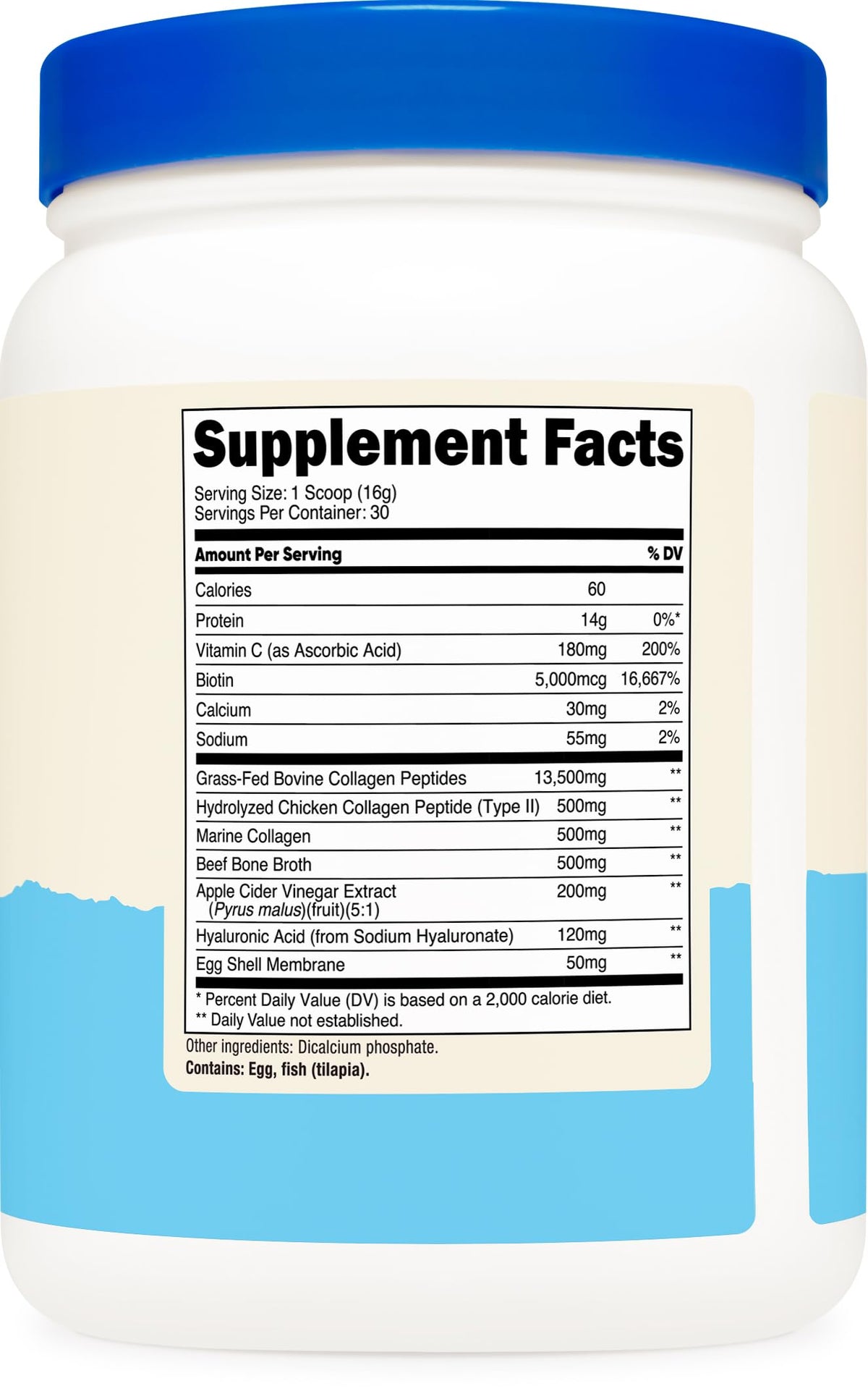 Nutricost Complexe de Protéines Multi-Collagène 590g vue de côté