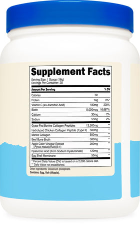 Nutricost Complexe de Protéines Multi-Collagène 590g vue de côté