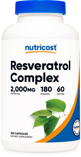 Nutricost complexe de resvératrol 2000mg bouteille vue de face