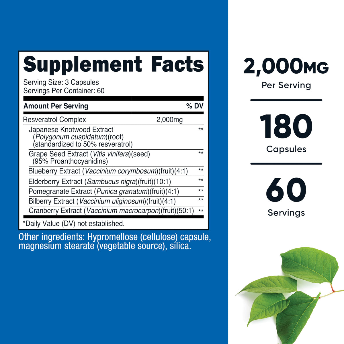 Nutricost complexe de resvératrol 2000mg capsules sur une surface blanche