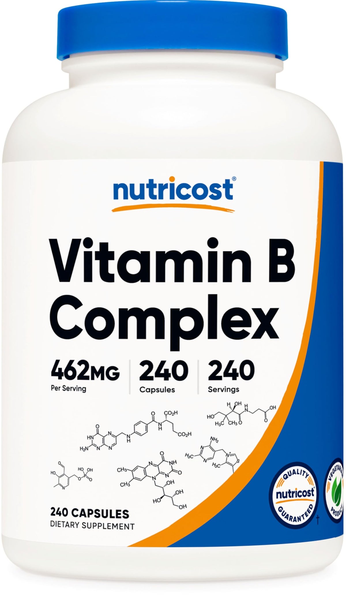 Nutricost Complexe de Vitamines B 240 capsules végétariennes, vue de face