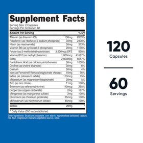 Nutricost Complexe de Vitamines B Methylé, capsules sur une table