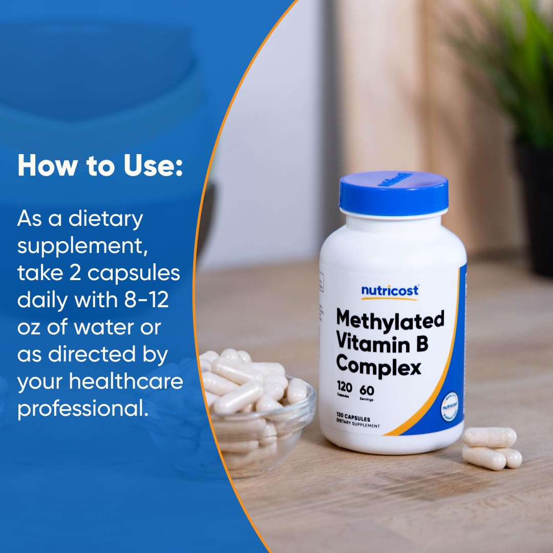 Nutricost Complexe de Vitamines B Methylé, flacon ouvert