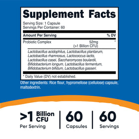 Nutricost Complexe Probiotique 60 Capsules avec étiquette visible