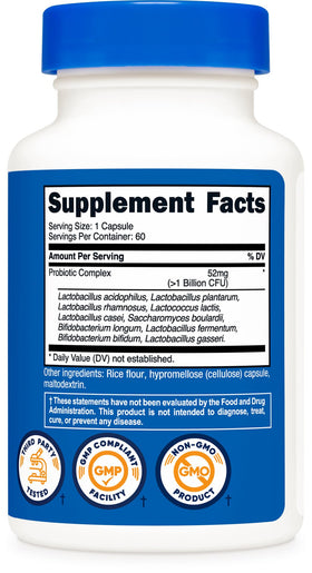 Nutricost Complexe Probiotique 60 Capsules ouvertes montrant les capsules