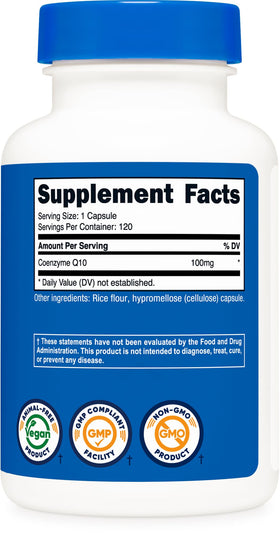 Nutricost CoQ10 100mg gélules ouvertes sur une surface