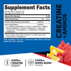 Nutricost Creatine + Aminos BCAA mélange avec eau