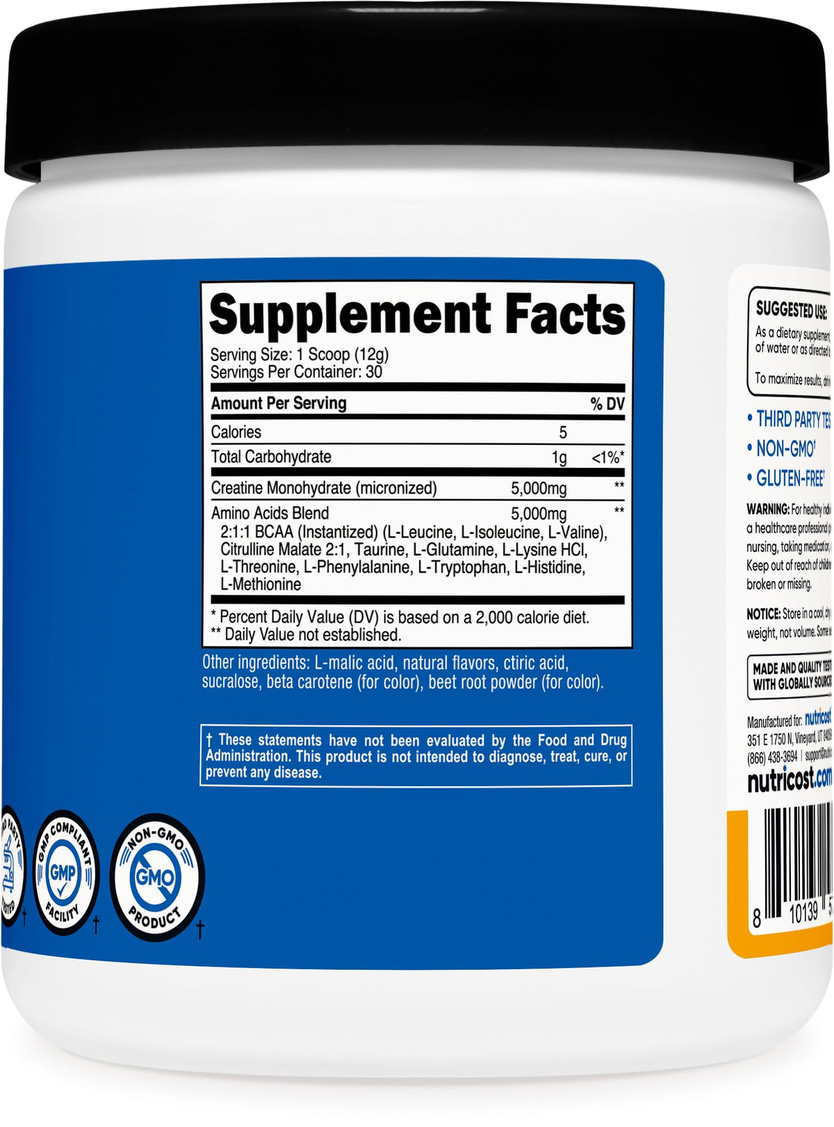 Nutricost Créatine + Aminos Pêche Mangue en situation de fitness