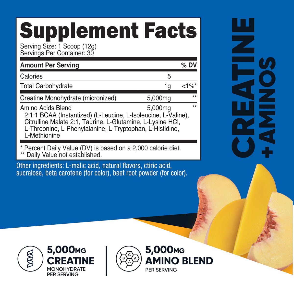 Nutricost Créatine + Aminos Pêche Mangue mélange dans un verre