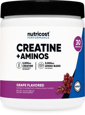 Nutricost Creatine + Aminos Poudre Raisin 30 Portions emballage avant