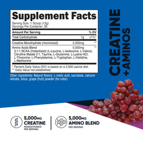 Nutricost Creatine + Aminos Poudre Raisin 30 Portions vue latérale