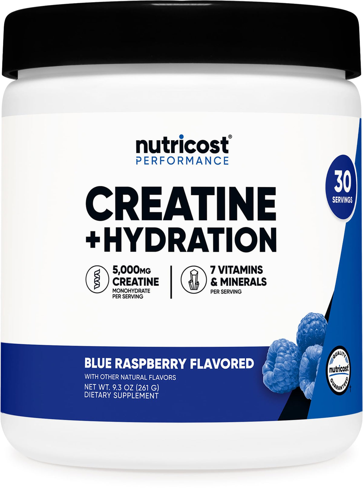 Nutricost Créatine Monohydrate 340g saveur framboise bleue vue avant