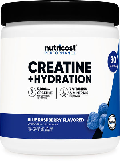 Nutricost Créatine Monohydrate 340g saveur framboise bleue vue avant