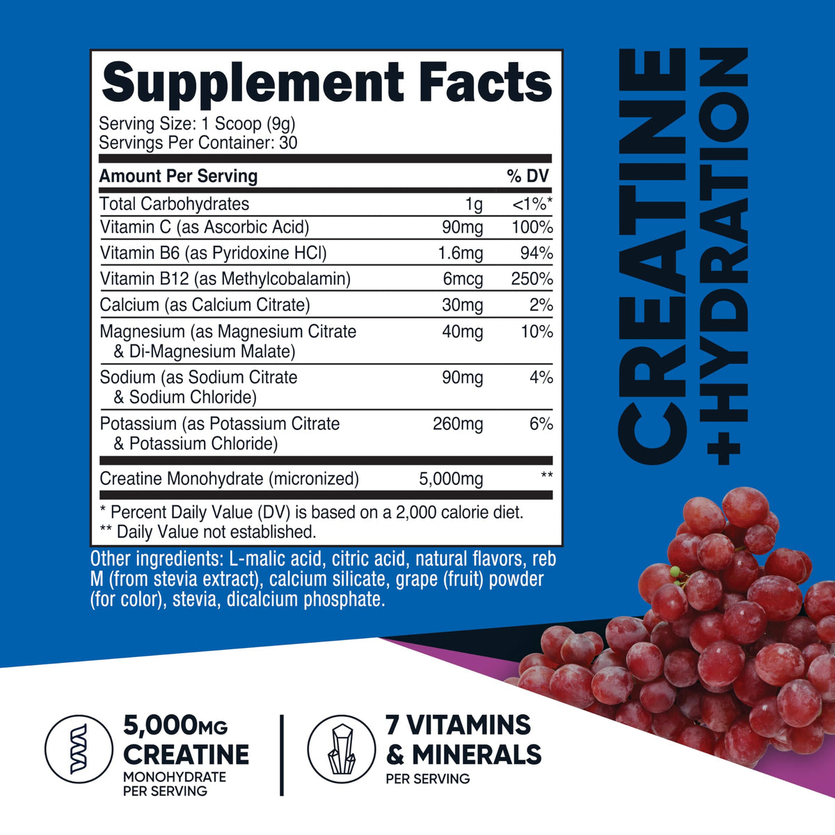 Nutricost Créatine Monohydrate 5000mg à côté de son emballage