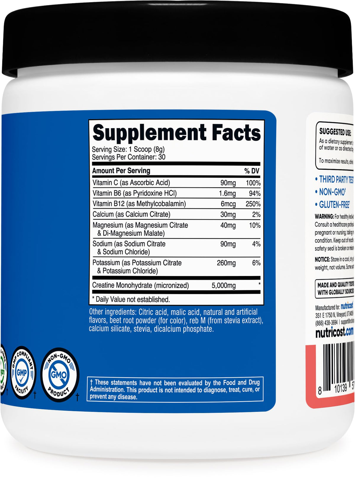Nutricost Créatine Monohydrate 5000mg avec des fruits frais
