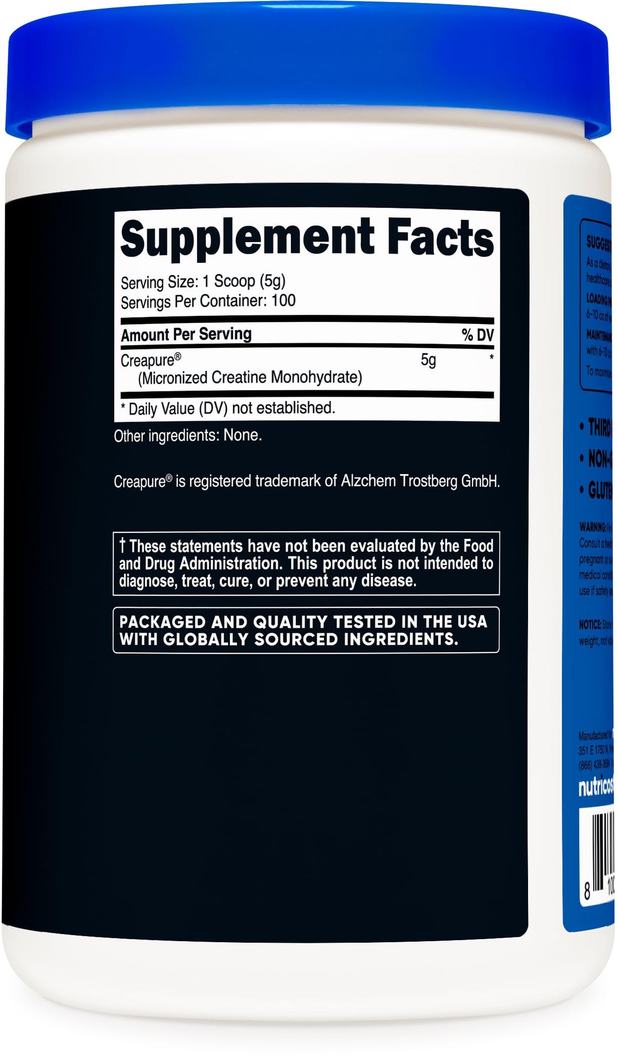 Nutricost Créatine Monohydrate Creapure® 500g sur fond neutre