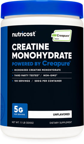 Nutricost Créatine Monohydrate Creapure® 500g vue avant avec étiquette