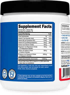 Nutricost créatine monohydrate emballage et cuillère doseuse