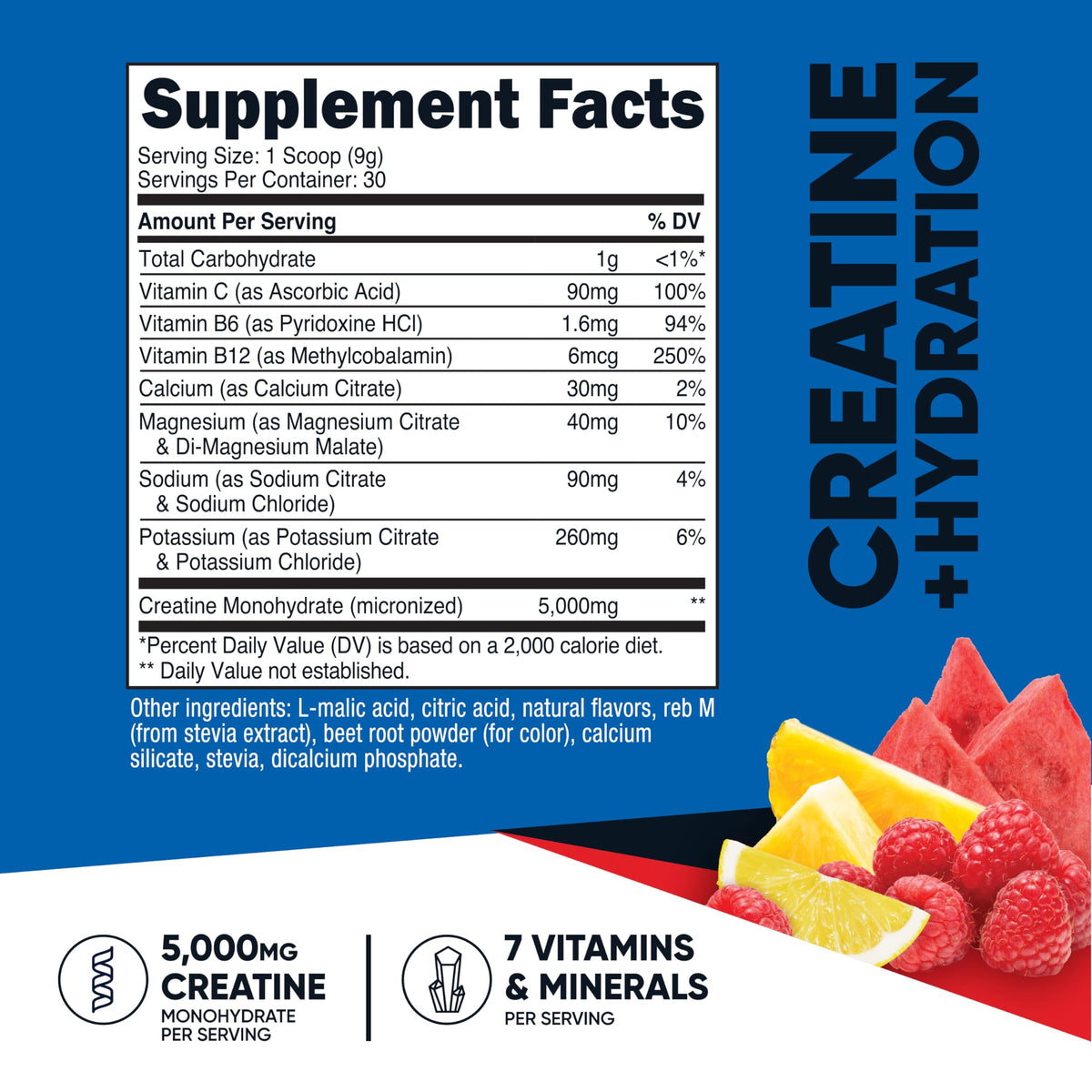 Nutricost créatine monohydrate ingrédients et valeur nutritionnelle