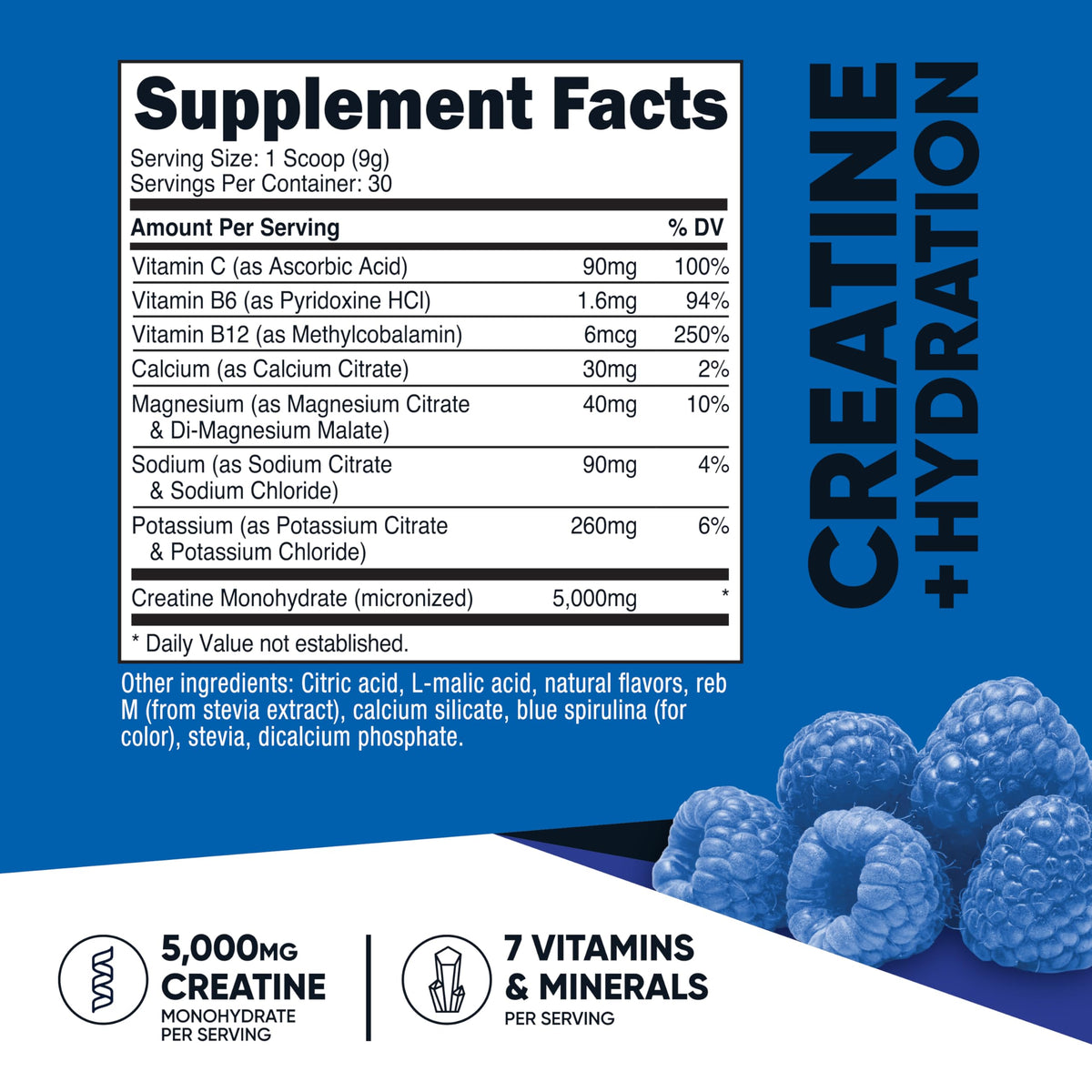 Nutricost Créatine Monohydrate ingrédients nutritionnels
