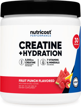 Nutricost créatine monohydrate poudre fruit punch 358g vue de face