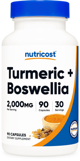 Nutricost Curcuma + Boswellia 2000mg 90 capsules, vue de face