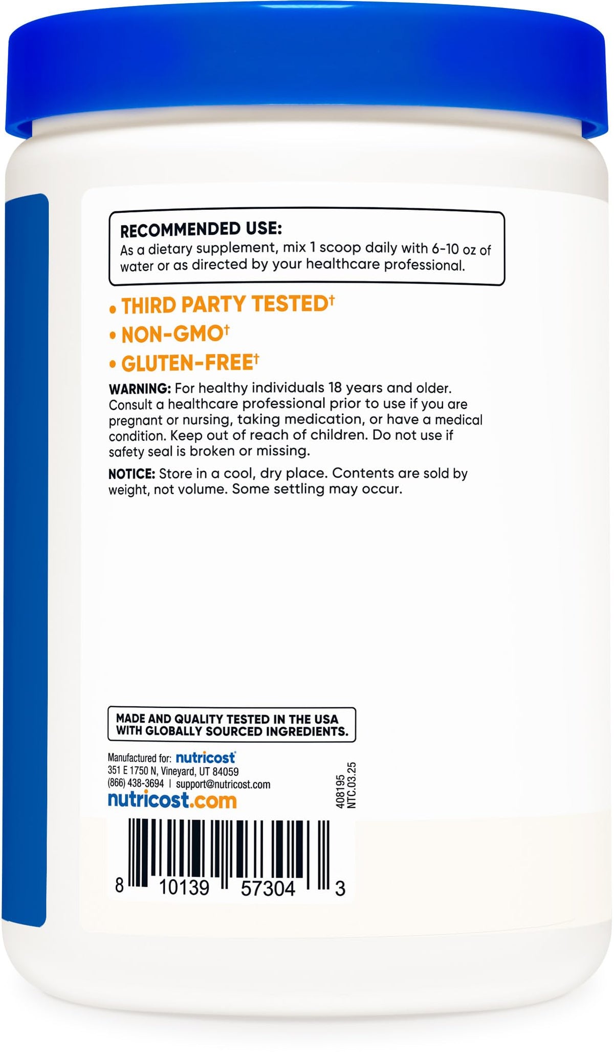 Nutricost D-Mannose Poudre 250 g à côté d'autres compléments