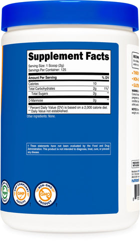 Nutricost D-Mannose Poudre 250 g avec une échelle pour mesurer