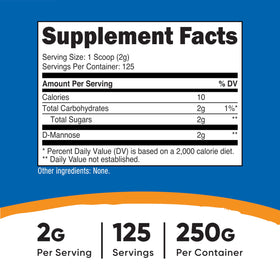 Nutricost D-Mannose Poudre 250 g vue supérieure