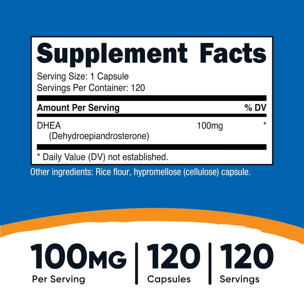 Nutricost DHEA 100mg 120 capsules flacon ouvert