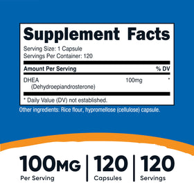Nutricost DHEA 100mg 120 capsules flacon ouvert