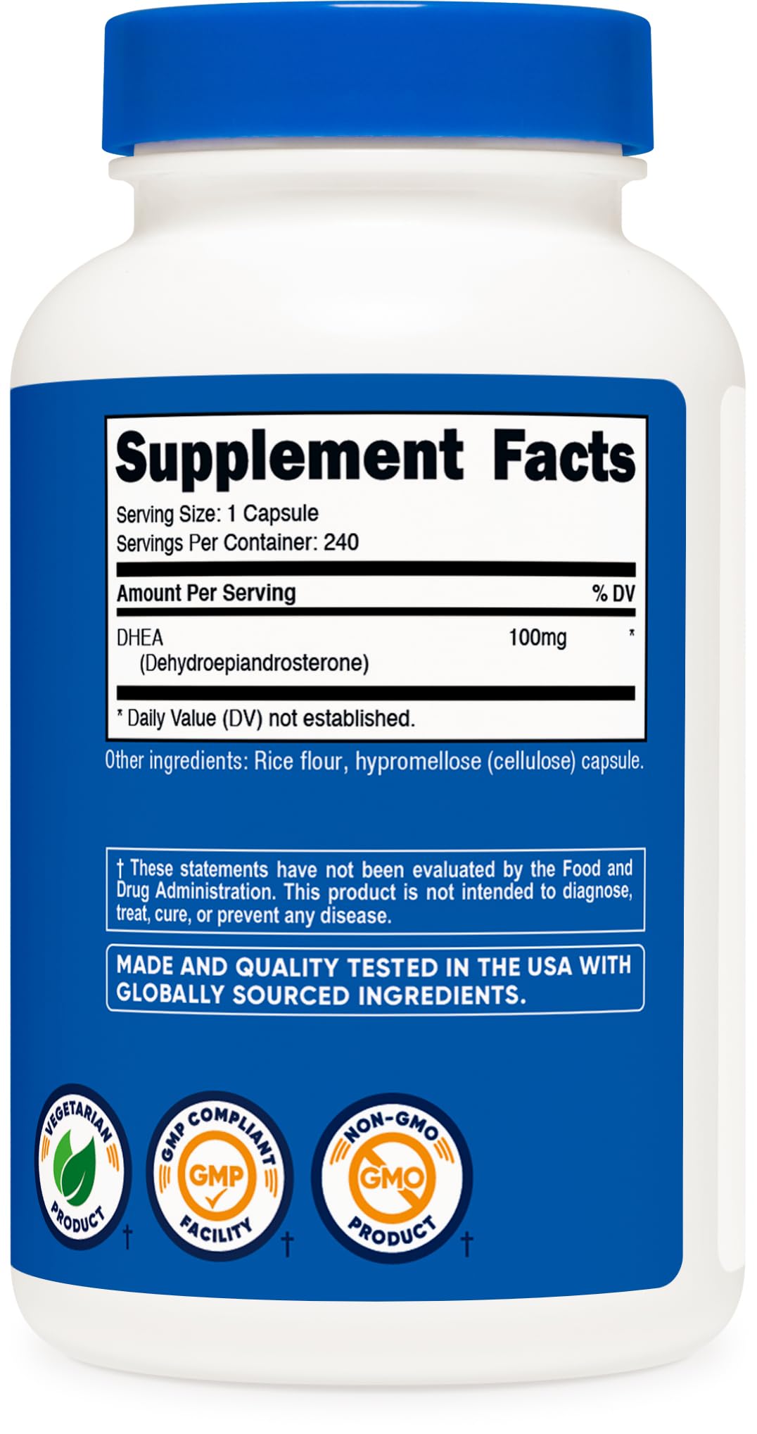 Nutricost DHEA 100mg avec un verre d'eau