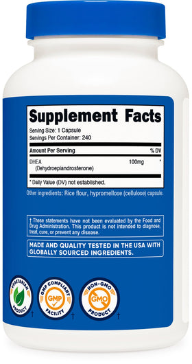 Nutricost DHEA 100mg avec un verre d'eau