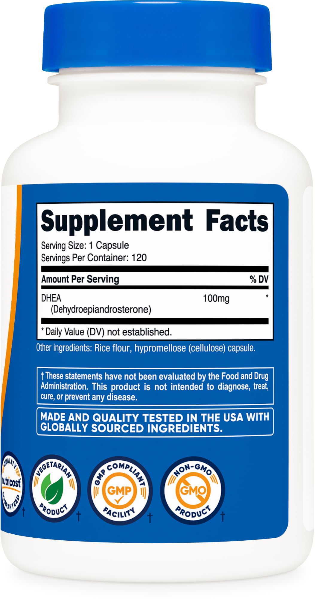 Nutricost DHEA 100mg capsules en main