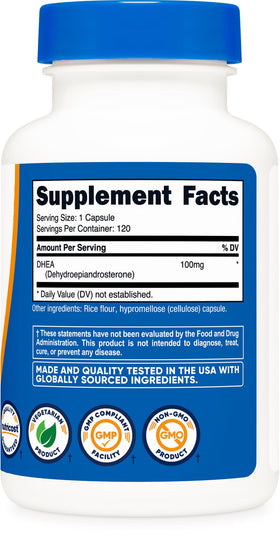 Nutricost DHEA 100mg capsules en main