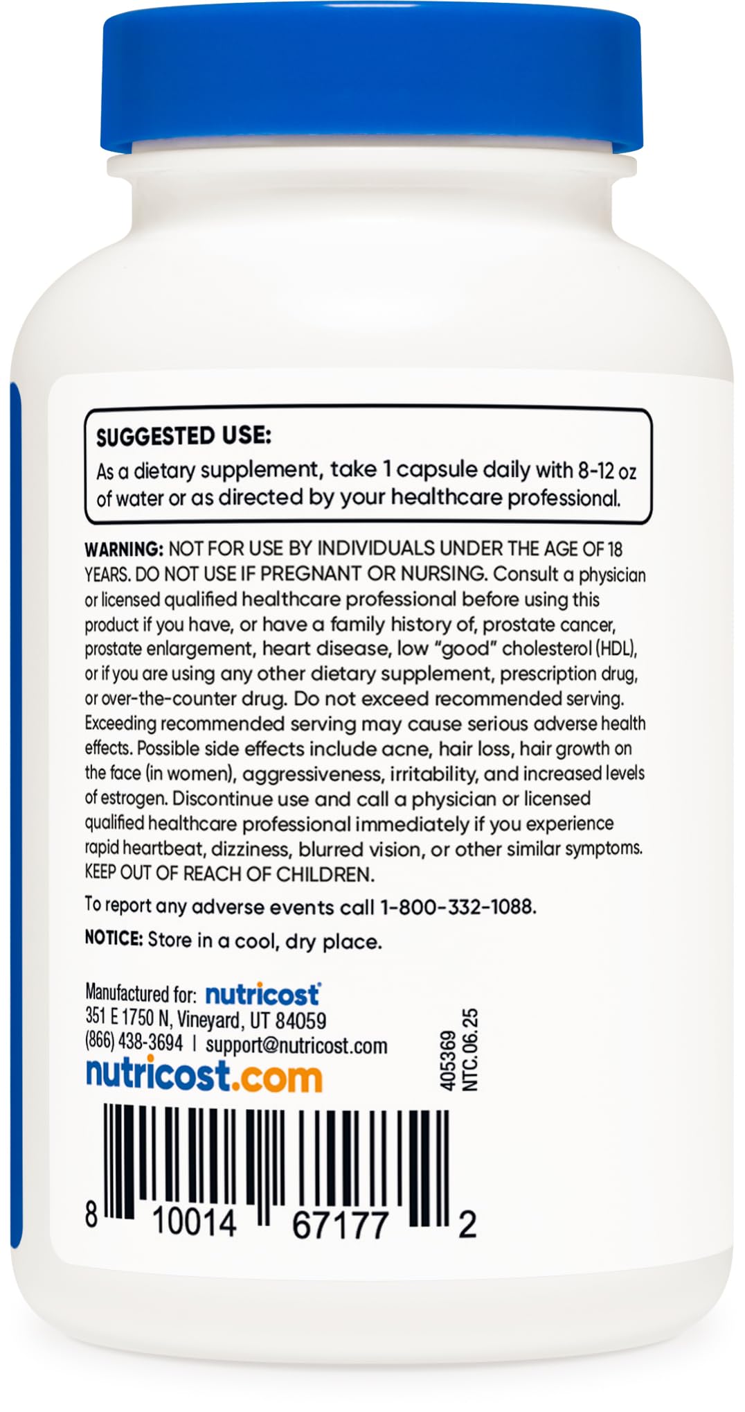 Nutricost DHEA 100mg capsules sur une surface en bois