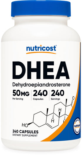 Nutricost DHEA 50mg 240 capsules vue de face