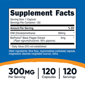 Nutricost DIM Plus BioPerine 300mg capsule montrant la taille